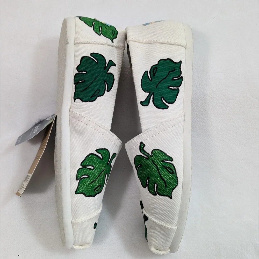NEW Custom Hand Painted Tom Monstera Leaves Venice Collection Slip On Shoes 7.5‎ - Picture 5 of 12